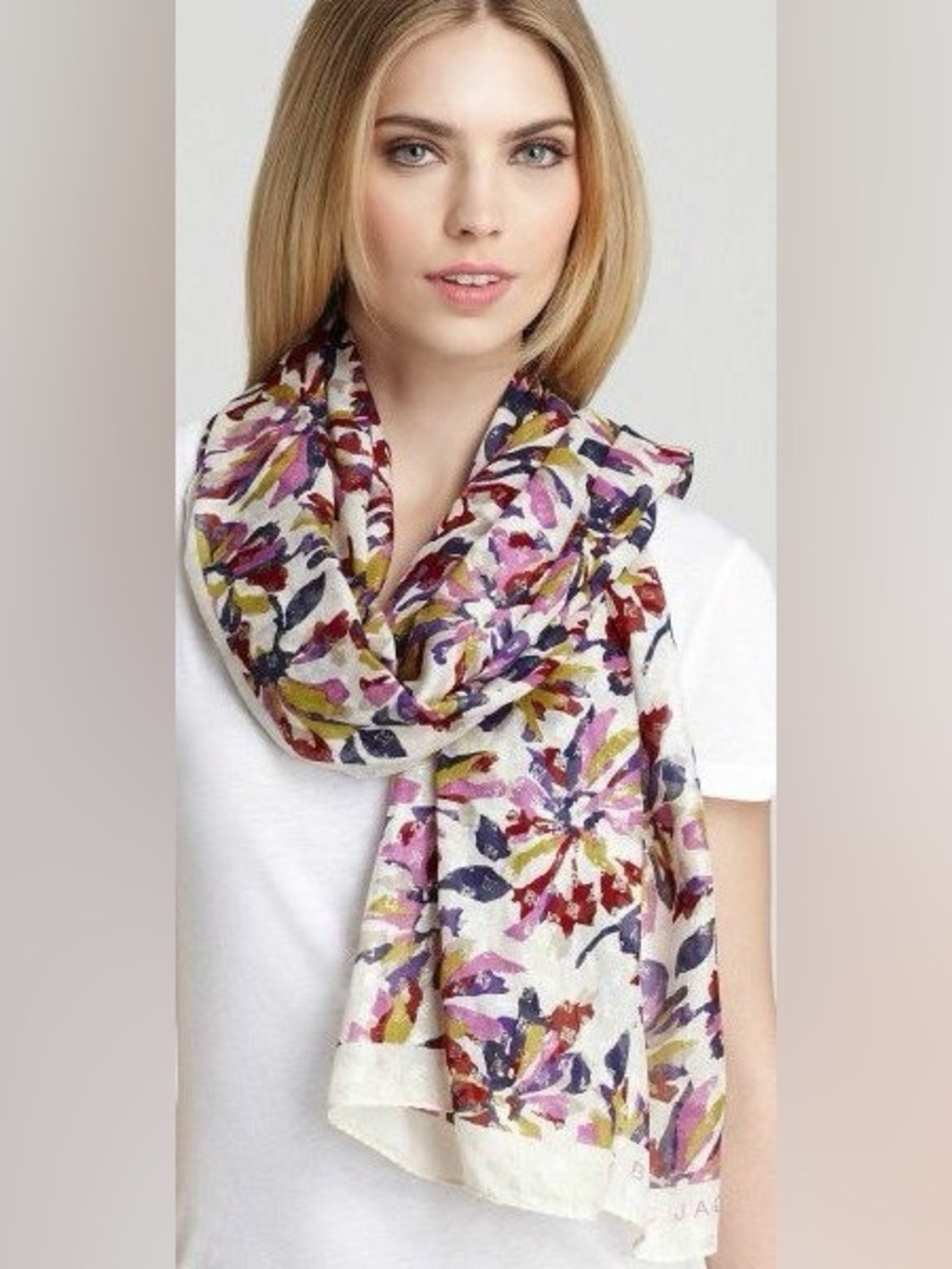 Marc by Marc Jacobs Purple Multi Floral Print Scarf - Picture 11 of 11